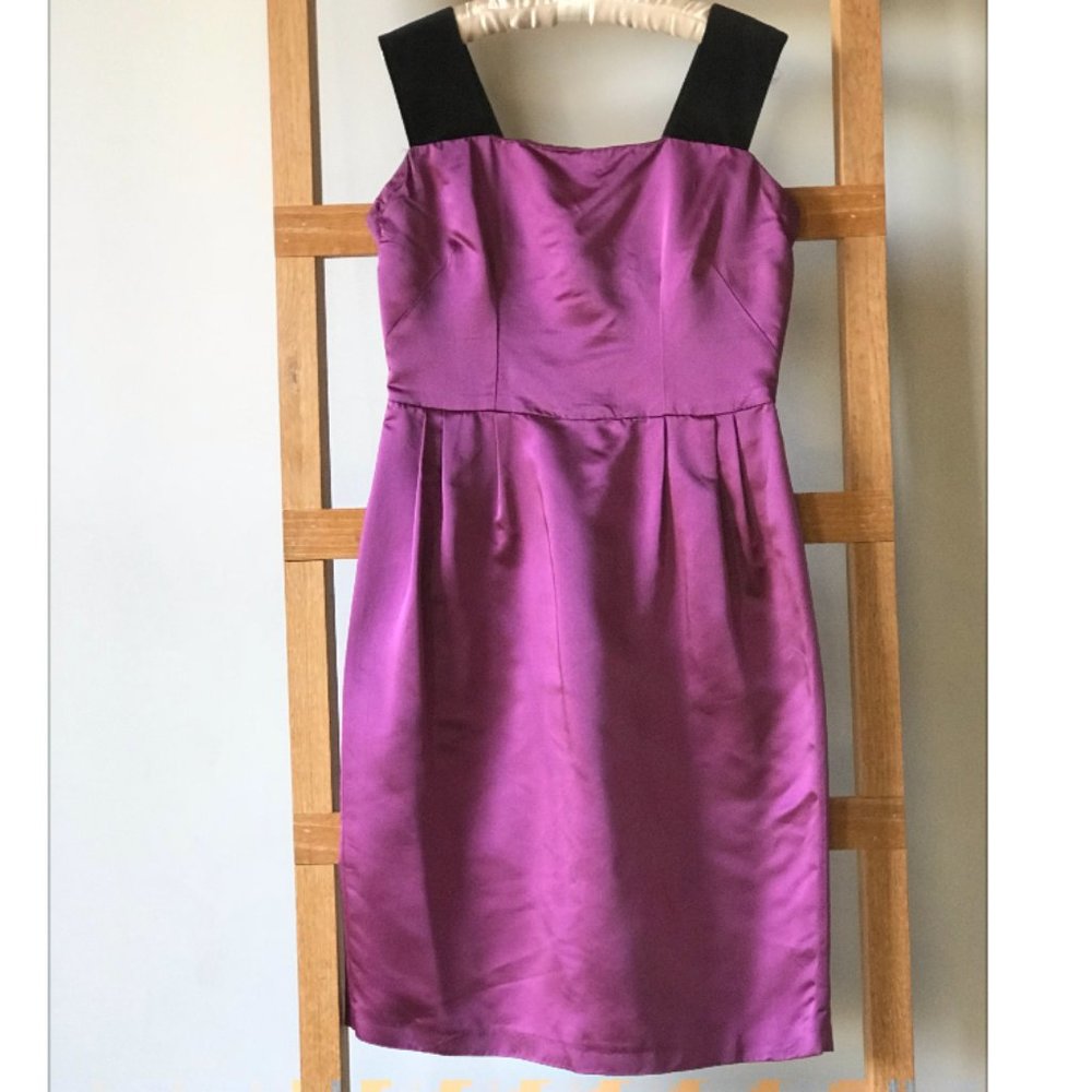 D&G - Fuschia Satin Dress with Velvet Wide Straps - Size 46 / US 8-10